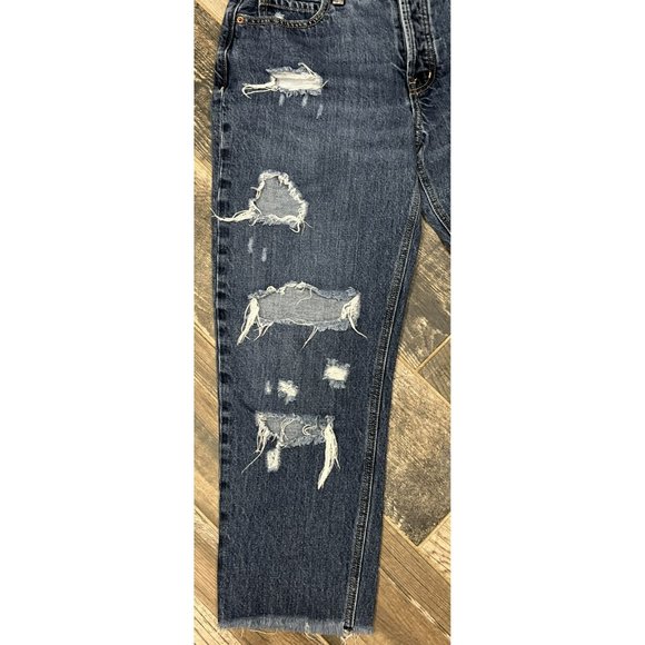 Old Navy High‎ Rise Slouchy Straight Jeans Women's Button Fly Destroyed Frayed 8 - Picture 6 of 8
